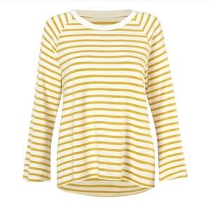 Cabi French Terry Sun Stripe Print 3/4 Flare Sleeves Pullover Top Women’s Medium